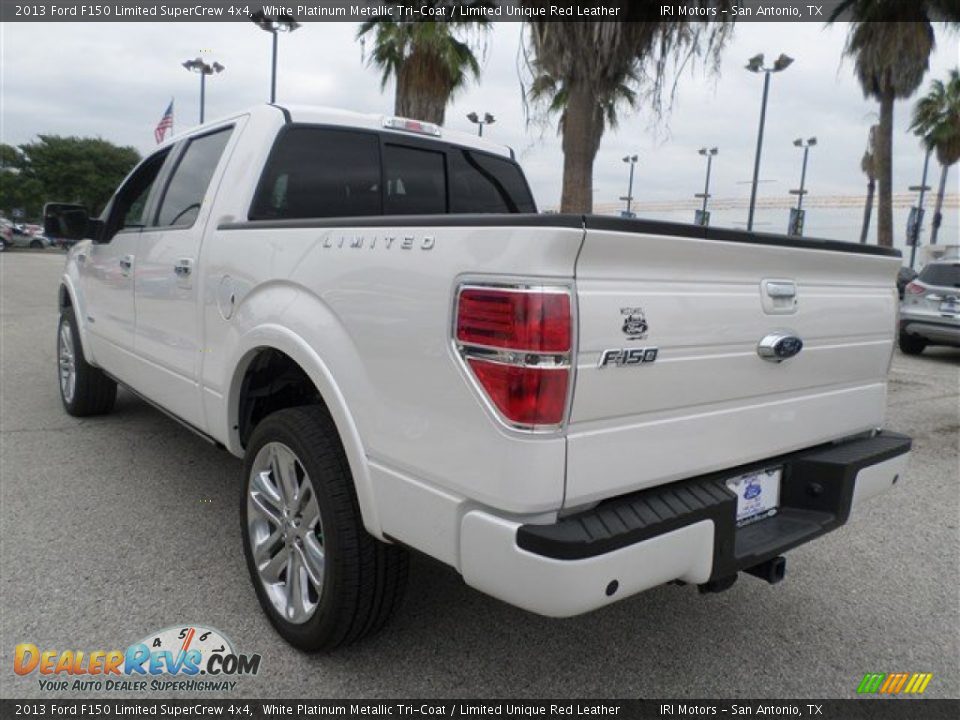 2013 Ford F150 Limited SuperCrew 4x4 White Platinum Metallic Tri-Coat / Limited Unique Red Leather Photo #3
