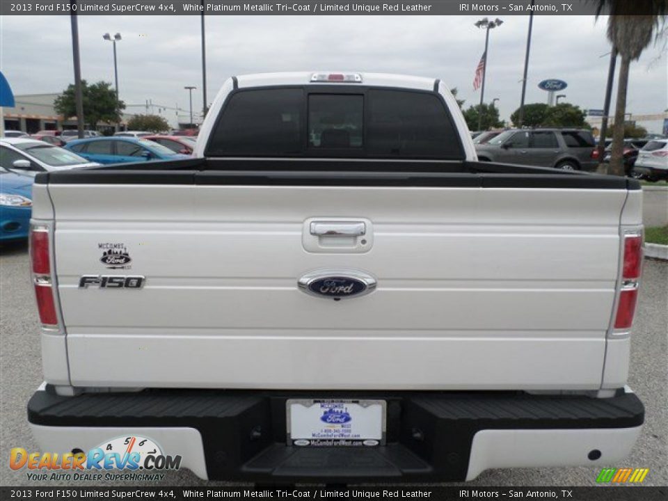 2013 Ford F150 Limited SuperCrew 4x4 White Platinum Metallic Tri-Coat / Limited Unique Red Leather Photo #4