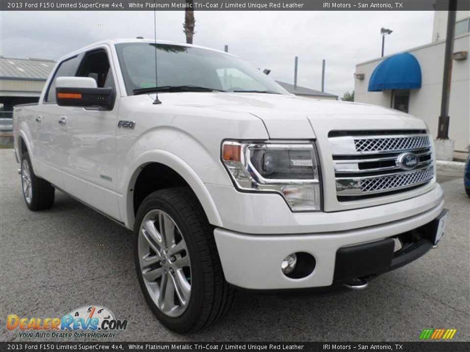 2013 Ford F150 Limited SuperCrew 4x4 White Platinum Metallic Tri-Coat / Limited Unique Red Leather Photo #7