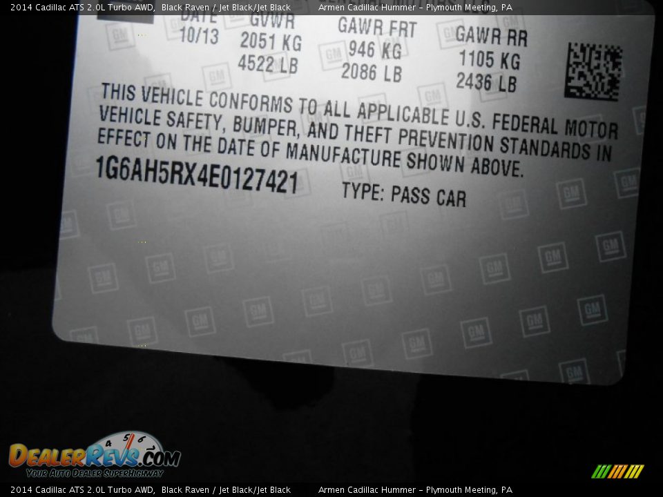 2014 Cadillac ATS 2.0L Turbo AWD Black Raven / Jet Black/Jet Black Photo #14