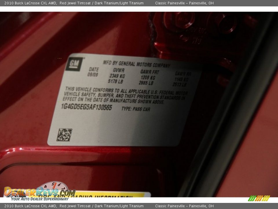 2010 Buick LaCrosse CXL AWD Red Jewel Tintcoat / Dark Titanium/Light Titanium Photo #18
