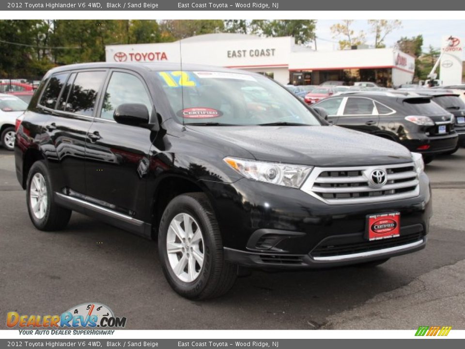 2012 Toyota Highlander V6 4WD Black / Sand Beige Photo #1