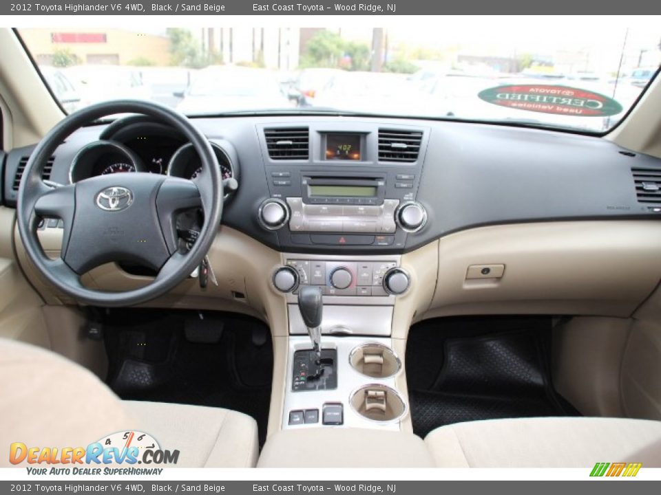 2012 Toyota Highlander V6 4WD Black / Sand Beige Photo #10