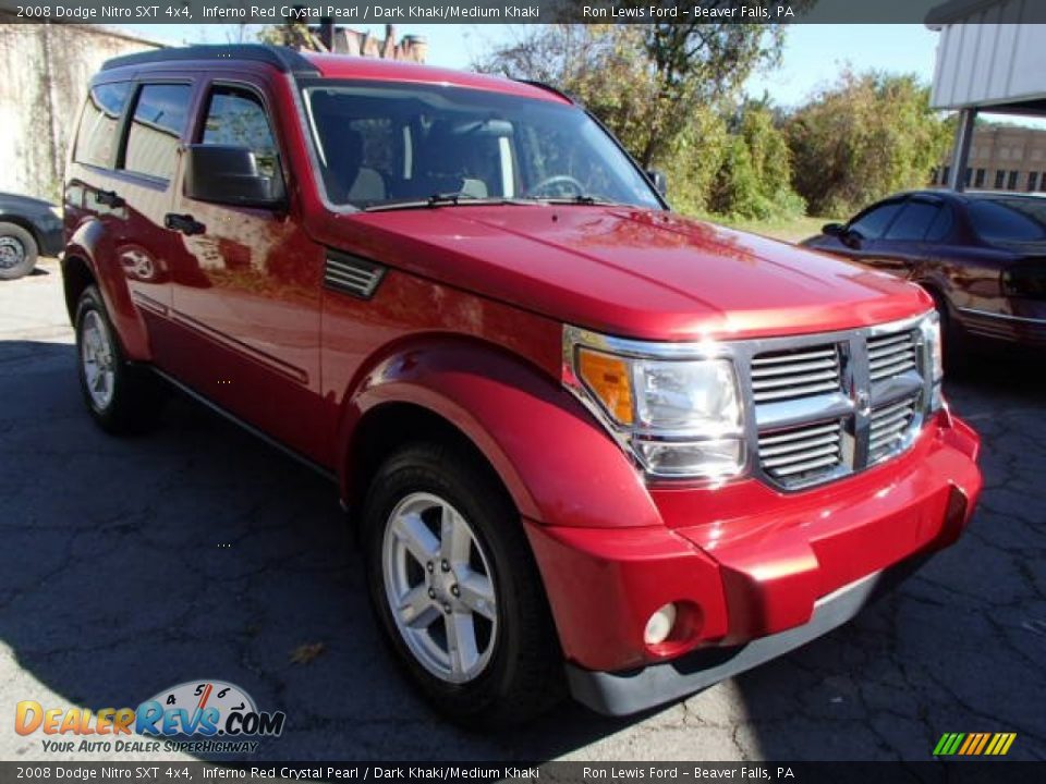 2008 Dodge Nitro SXT 4x4 Inferno Red Crystal Pearl / Dark Khaki/Medium Khaki Photo #2
