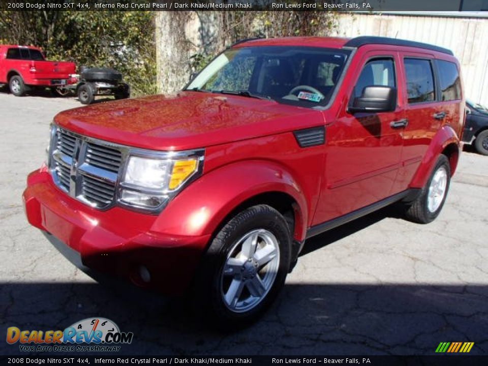 2008 Dodge Nitro SXT 4x4 Inferno Red Crystal Pearl / Dark Khaki/Medium Khaki Photo #4