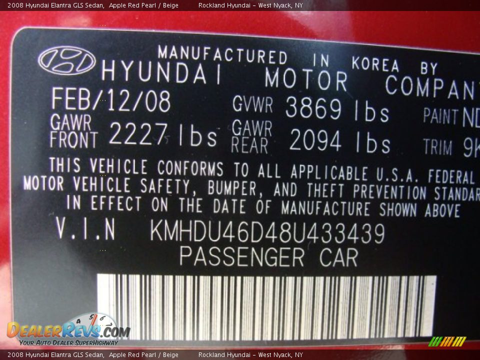 2008 Hyundai Elantra GLS Sedan Apple Red Pearl / Beige Photo #30