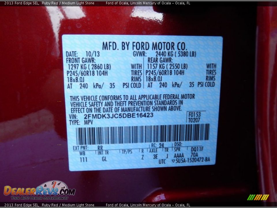 2013 Ford Edge SEL Ruby Red / Medium Light Stone Photo #12