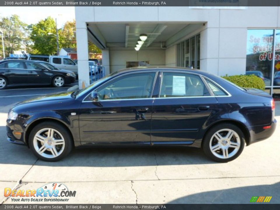 2008 Audi A4 2.0T quattro Sedan Brilliant Black / Beige Photo #2