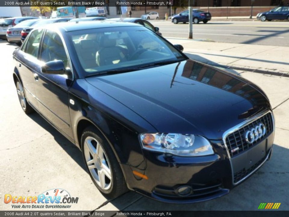 2008 Audi A4 2.0T quattro Sedan Brilliant Black / Beige Photo #3