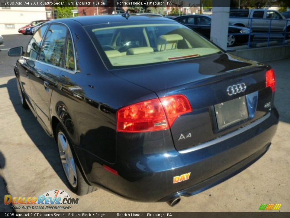 2008 Audi A4 2.0T quattro Sedan Brilliant Black / Beige Photo #12