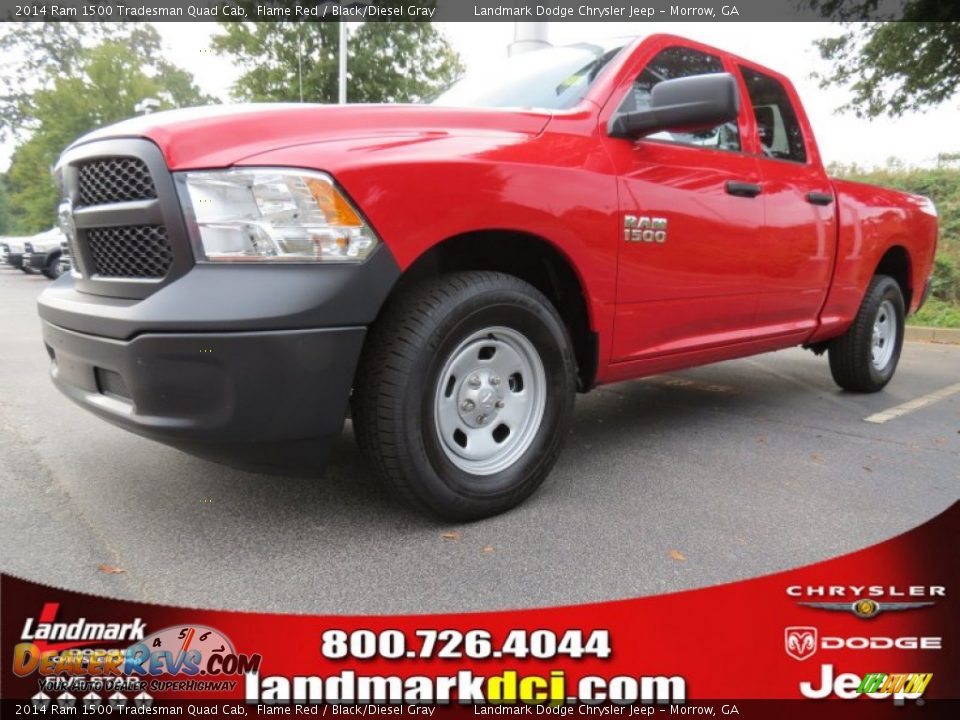2014 Ram 1500 Tradesman Quad Cab Flame Red / Black/Diesel Gray Photo #1