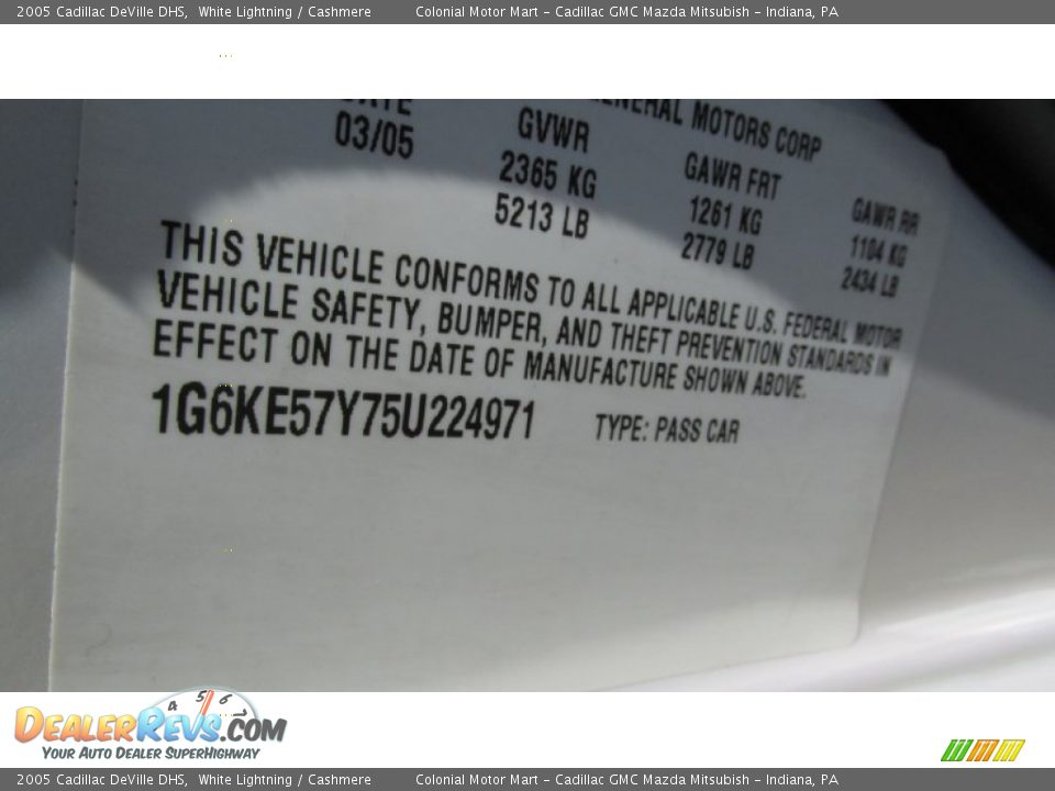 2005 Cadillac DeVille DHS White Lightning / Cashmere Photo #19