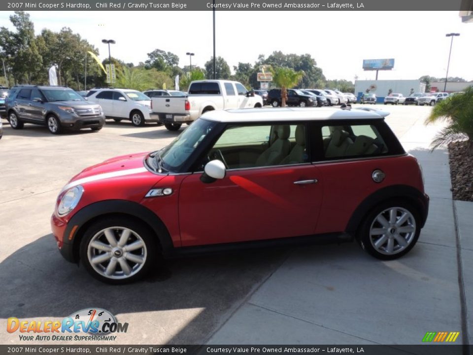 2007 Mini Cooper S Hardtop Chili Red / Gravity Tuscan Beige Photo #5