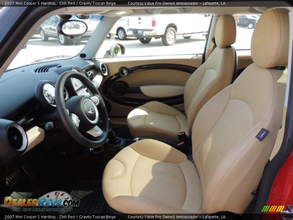 2007 Mini Cooper S Hardtop Chili Red / Gravity Tuscan Beige Photo #12