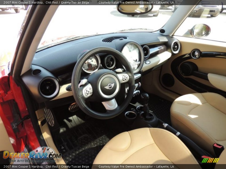 2007 Mini Cooper S Hardtop Chili Red / Gravity Tuscan Beige Photo #13