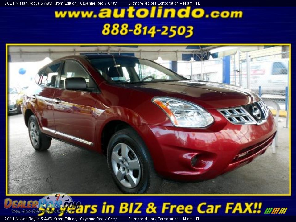2011 Nissan Rogue S AWD Krom Edition Cayenne Red / Gray Photo #1