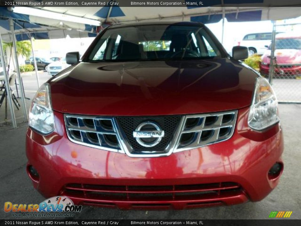 2011 Nissan Rogue S AWD Krom Edition Cayenne Red / Gray Photo #2