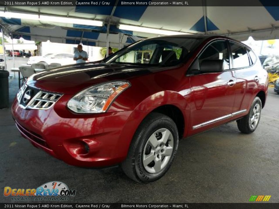2011 Nissan Rogue S AWD Krom Edition Cayenne Red / Gray Photo #3