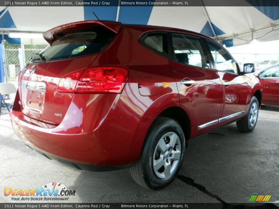 2011 Nissan Rogue S AWD Krom Edition Cayenne Red / Gray Photo #4