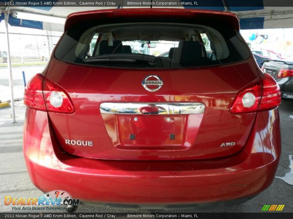 2011 Nissan Rogue S AWD Krom Edition Cayenne Red / Gray Photo #5