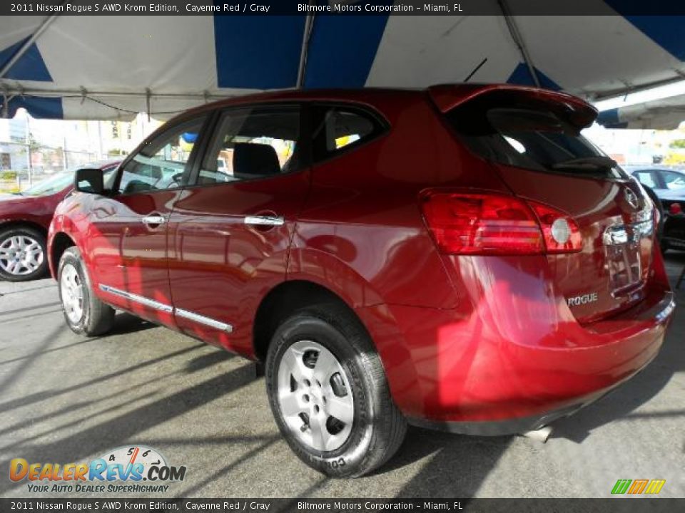 2011 Nissan Rogue S AWD Krom Edition Cayenne Red / Gray Photo #7