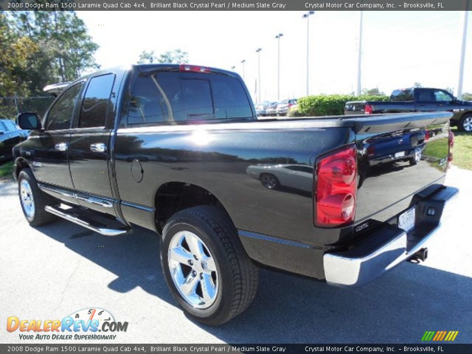 2008 Dodge Ram 1500 Laramie Quad Cab 4x4 Brilliant Black Crystal Pearl / Medium Slate Gray Photo #3