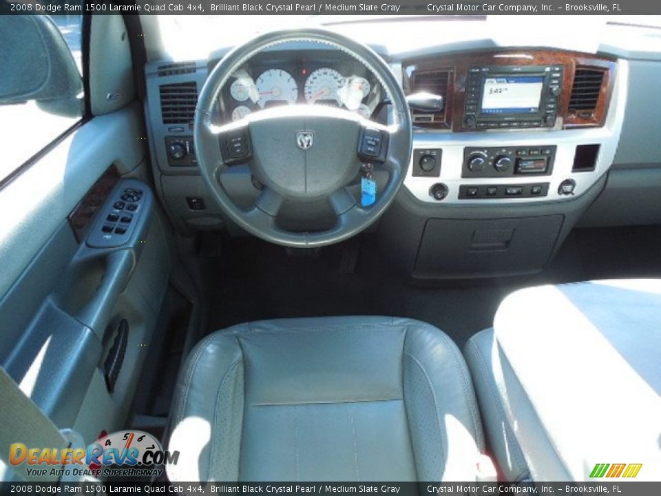 2008 Dodge Ram 1500 Laramie Quad Cab 4x4 Brilliant Black Crystal Pearl / Medium Slate Gray Photo #6