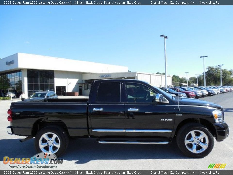 2008 Dodge Ram 1500 Laramie Quad Cab 4x4 Brilliant Black Crystal Pearl / Medium Slate Gray Photo #9