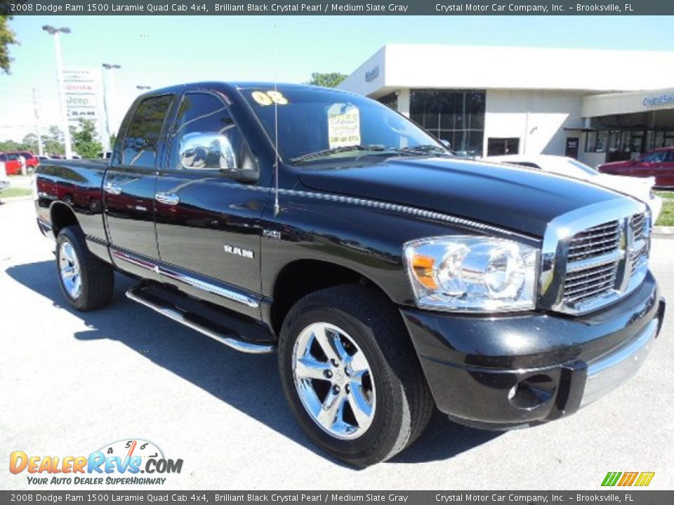 2008 Dodge Ram 1500 Laramie Quad Cab 4x4 Brilliant Black Crystal Pearl / Medium Slate Gray Photo #10