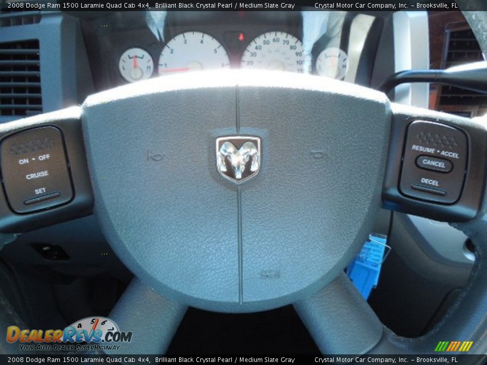 2008 Dodge Ram 1500 Laramie Quad Cab 4x4 Brilliant Black Crystal Pearl / Medium Slate Gray Photo #22