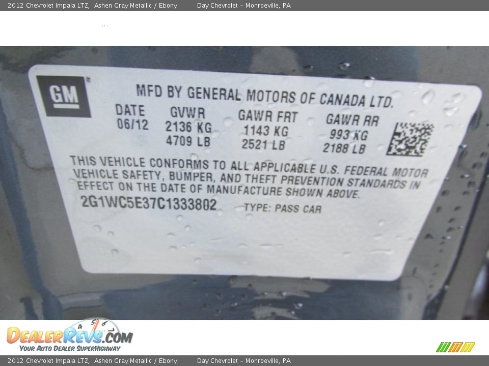 2012 Chevrolet Impala LTZ Ashen Gray Metallic / Ebony Photo #19