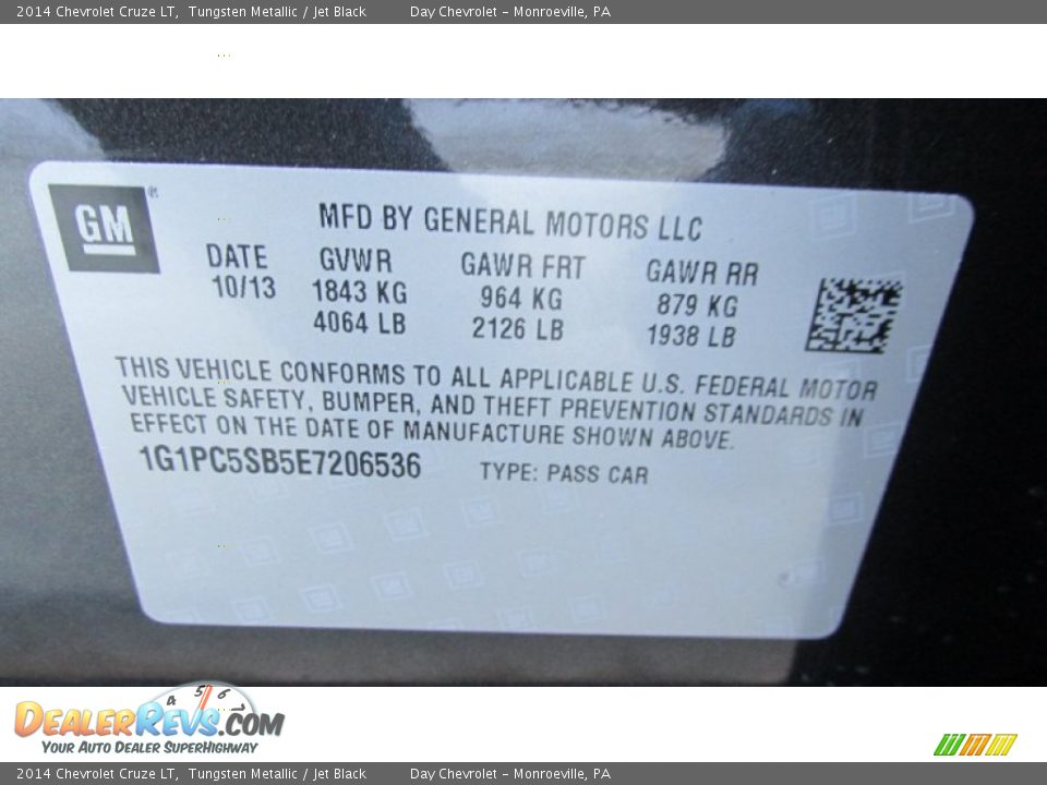 2014 Chevrolet Cruze LT Tungsten Metallic / Jet Black Photo #19