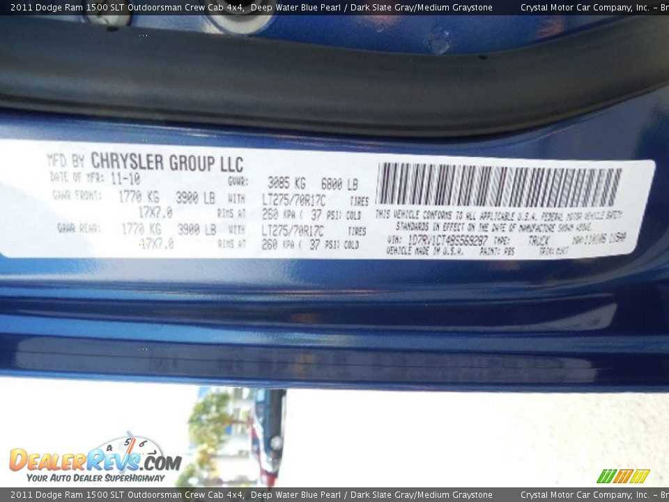 2011 Dodge Ram 1500 SLT Outdoorsman Crew Cab 4x4 Deep Water Blue Pearl / Dark Slate Gray/Medium Graystone Photo #23