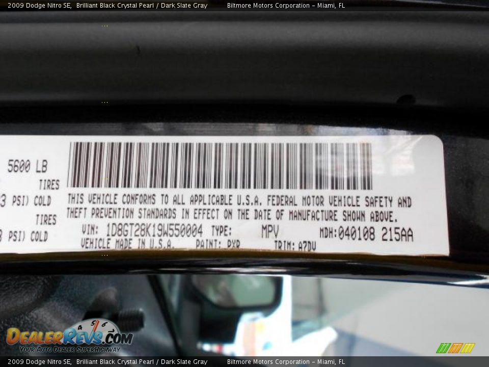 2009 Dodge Nitro SE Brilliant Black Crystal Pearl / Dark Slate Gray Photo #21