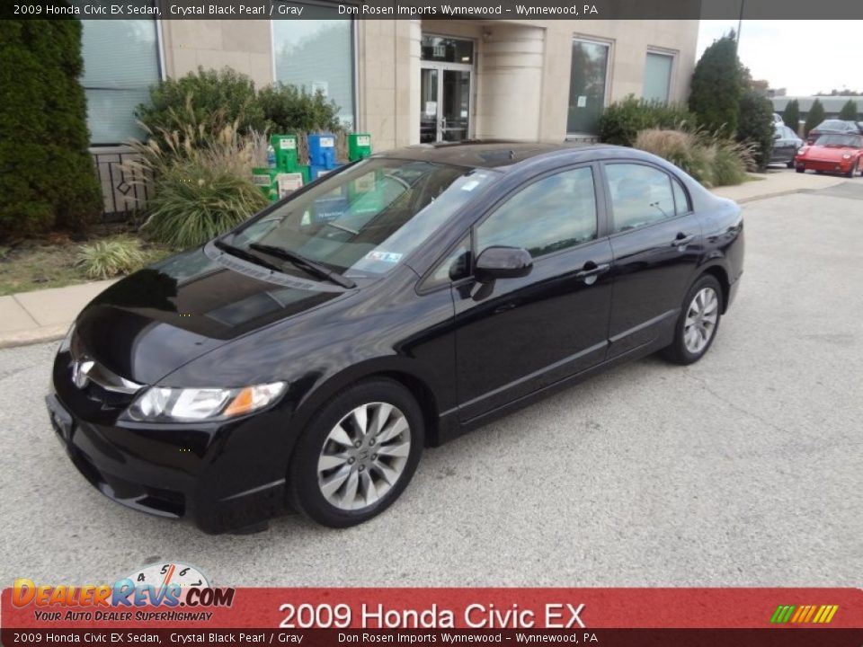 2009 Honda Civic EX Sedan Crystal Black Pearl / Gray Photo #1