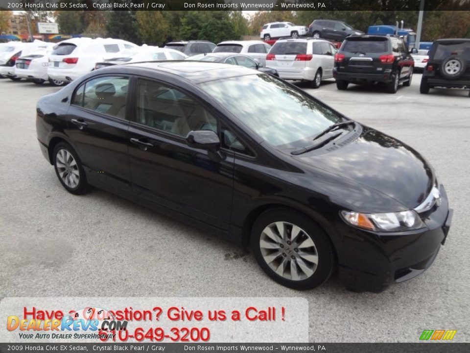 2009 Honda Civic EX Sedan Crystal Black Pearl / Gray Photo #7