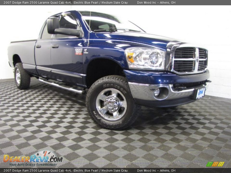 2007 Dodge Ram 2500 Laramie Quad Cab 4x4 Electric Blue Pearl / Medium Slate Gray Photo #1