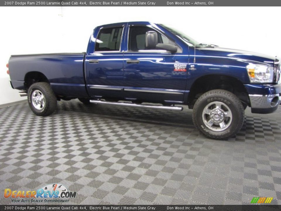 2007 Dodge Ram 2500 Laramie Quad Cab 4x4 Electric Blue Pearl / Medium Slate Gray Photo #3