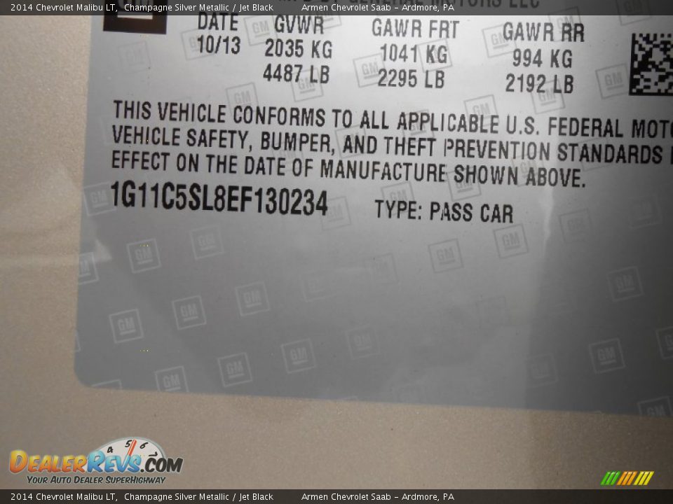 2014 Chevrolet Malibu LT Champagne Silver Metallic / Jet Black Photo #14