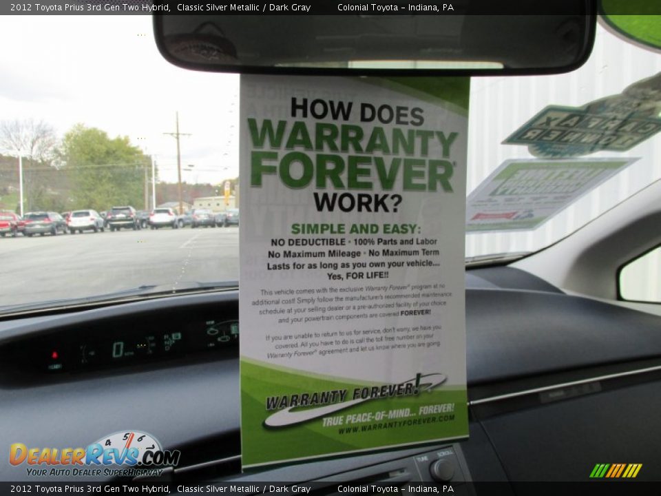 2012 Toyota Prius 3rd Gen Two Hybrid Classic Silver Metallic / Dark Gray Photo #17