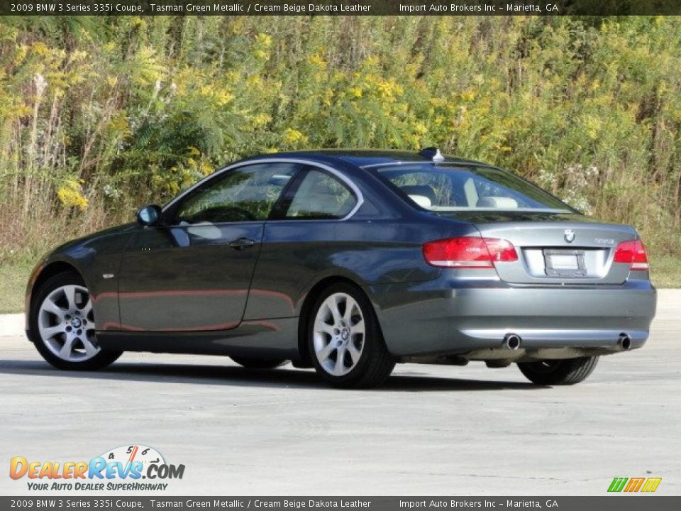 2009 BMW 3 Series 335i Coupe Tasman Green Metallic / Cream Beige Dakota Leather Photo #4