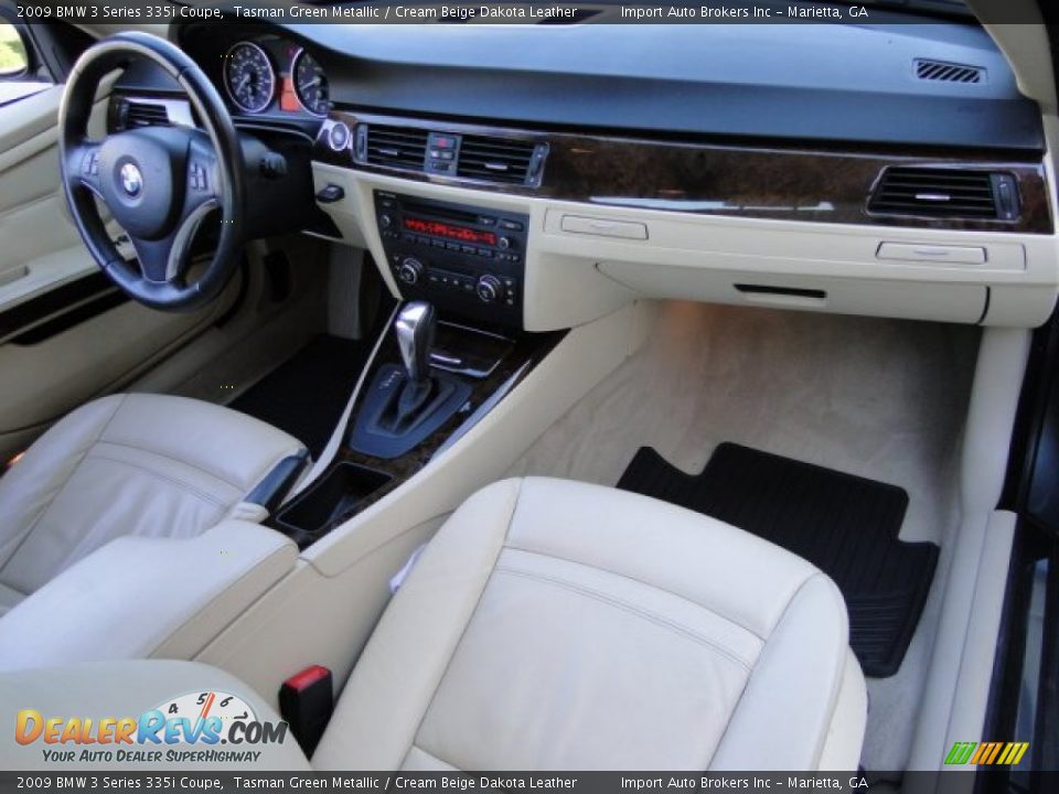 2009 BMW 3 Series 335i Coupe Tasman Green Metallic / Cream Beige Dakota Leather Photo #14