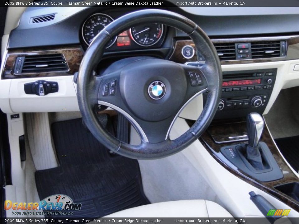 2009 BMW 3 Series 335i Coupe Tasman Green Metallic / Cream Beige Dakota Leather Photo #15