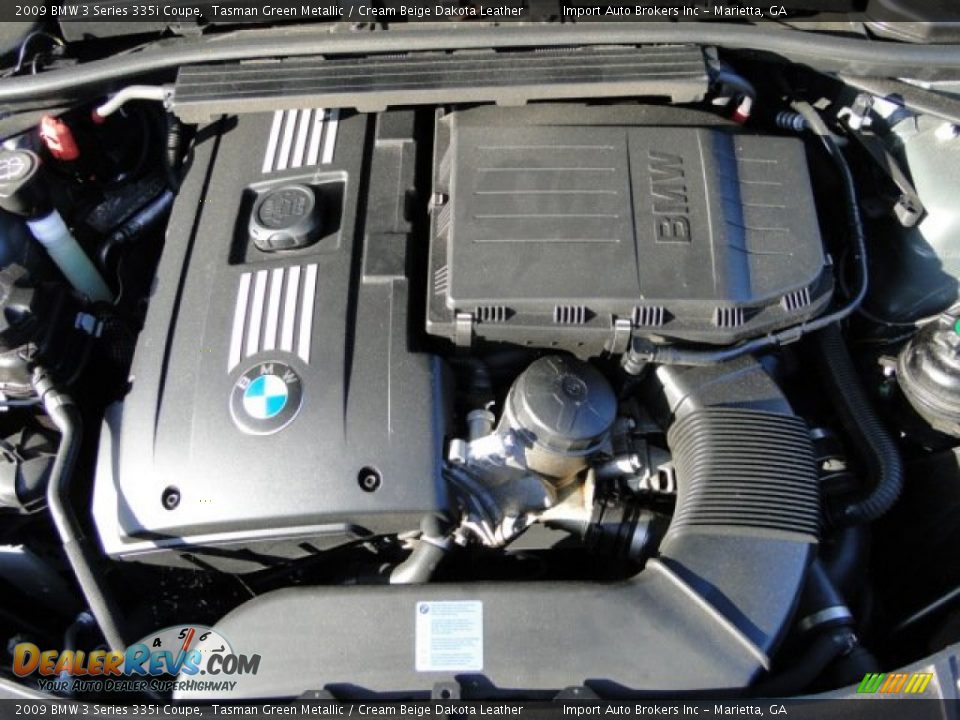 2009 BMW 3 Series 335i Coupe Tasman Green Metallic / Cream Beige Dakota Leather Photo #19