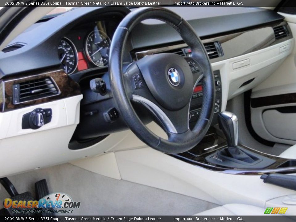 2009 BMW 3 Series 335i Coupe Tasman Green Metallic / Cream Beige Dakota Leather Photo #35