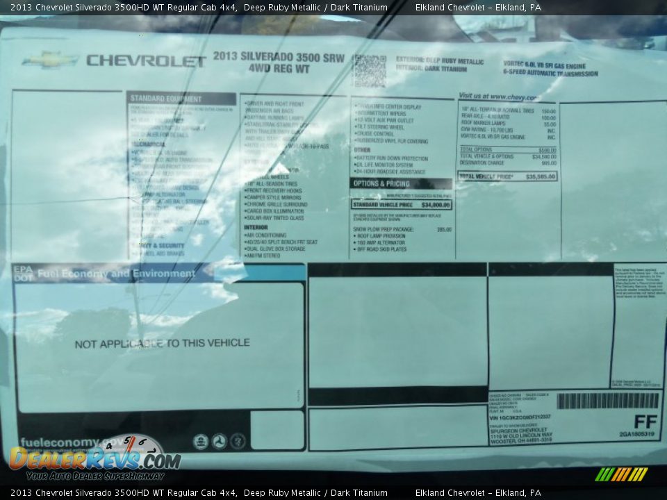 2013 Chevrolet Silverado 3500HD WT Regular Cab 4x4 Deep Ruby Metallic / Dark Titanium Photo #16