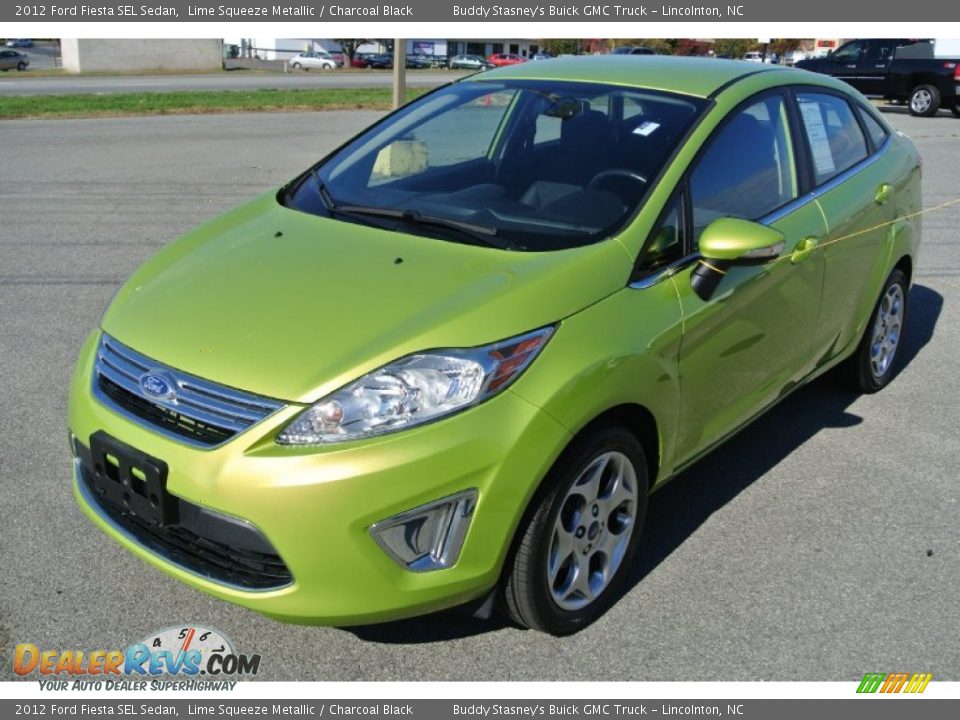 2012 Ford Fiesta SEL Sedan Lime Squeeze Metallic / Charcoal Black Photo #1