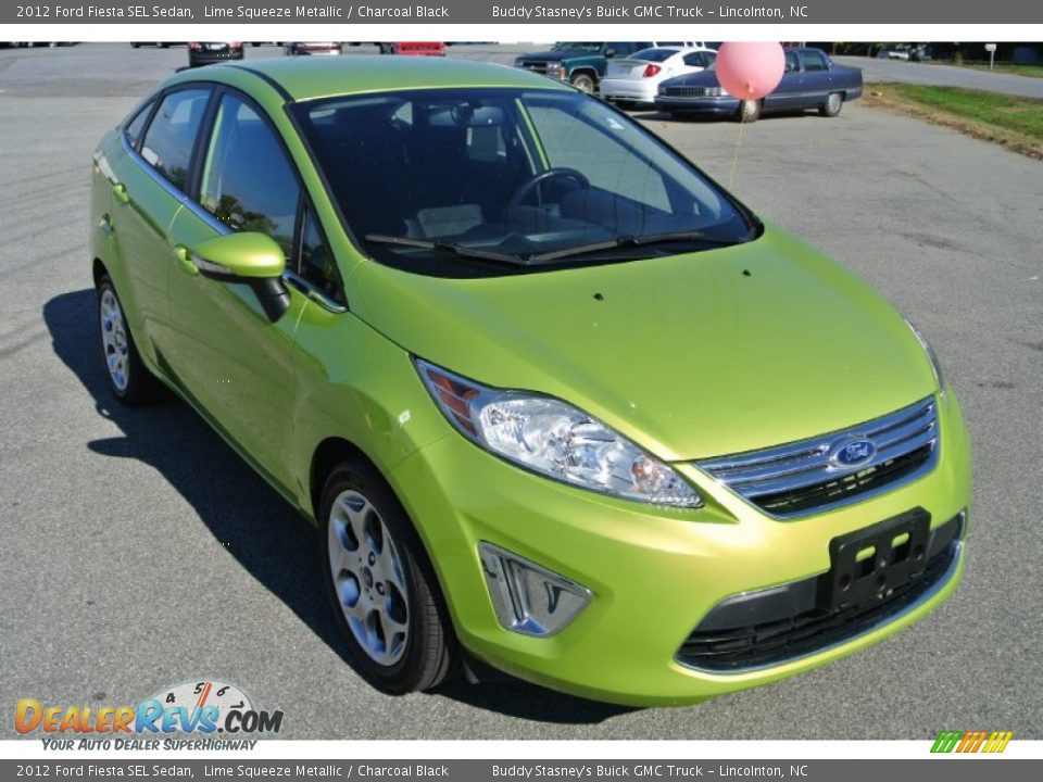 2012 Ford Fiesta SEL Sedan Lime Squeeze Metallic / Charcoal Black Photo #2