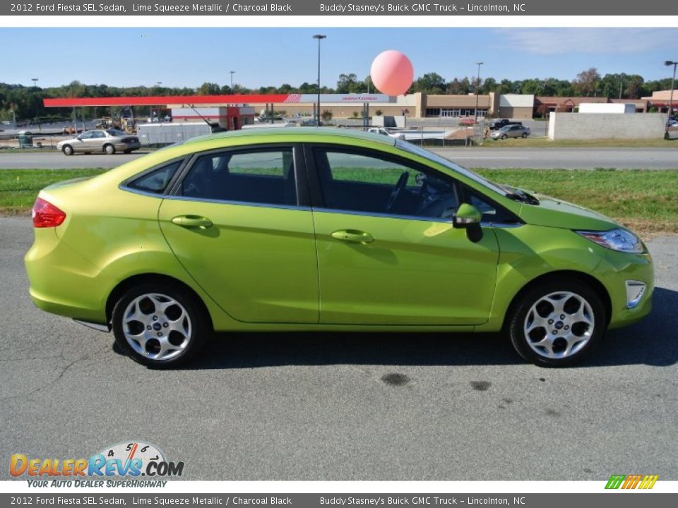 2012 Ford Fiesta SEL Sedan Lime Squeeze Metallic / Charcoal Black Photo #6