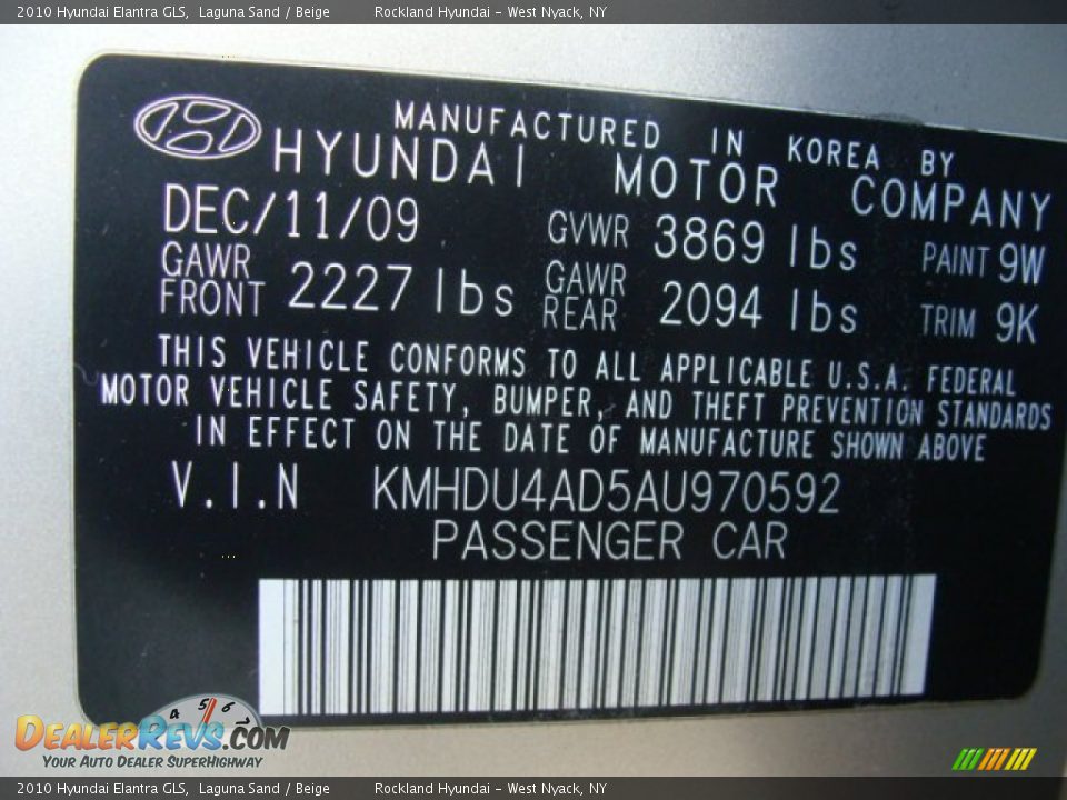 2010 Hyundai Elantra GLS Laguna Sand / Beige Photo #30